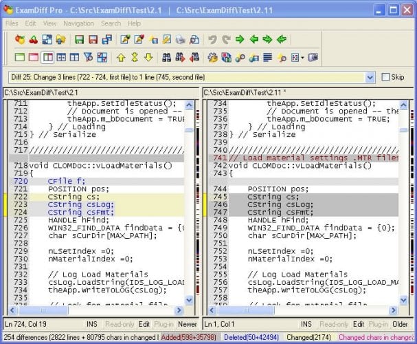 Использование ExamDiff для сравнения папок