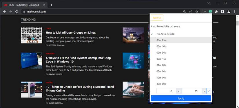 Расширение Tab Auto Refresh.