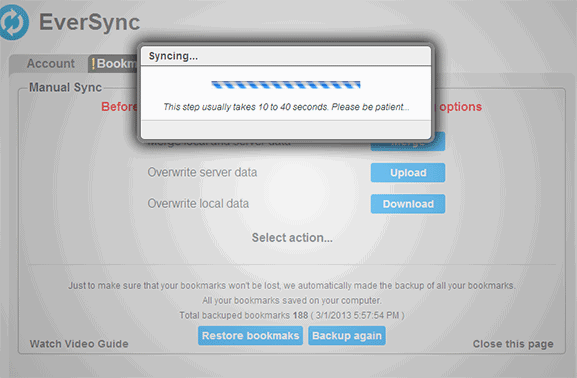 Iniciar sincronización en Chrome con EverSync