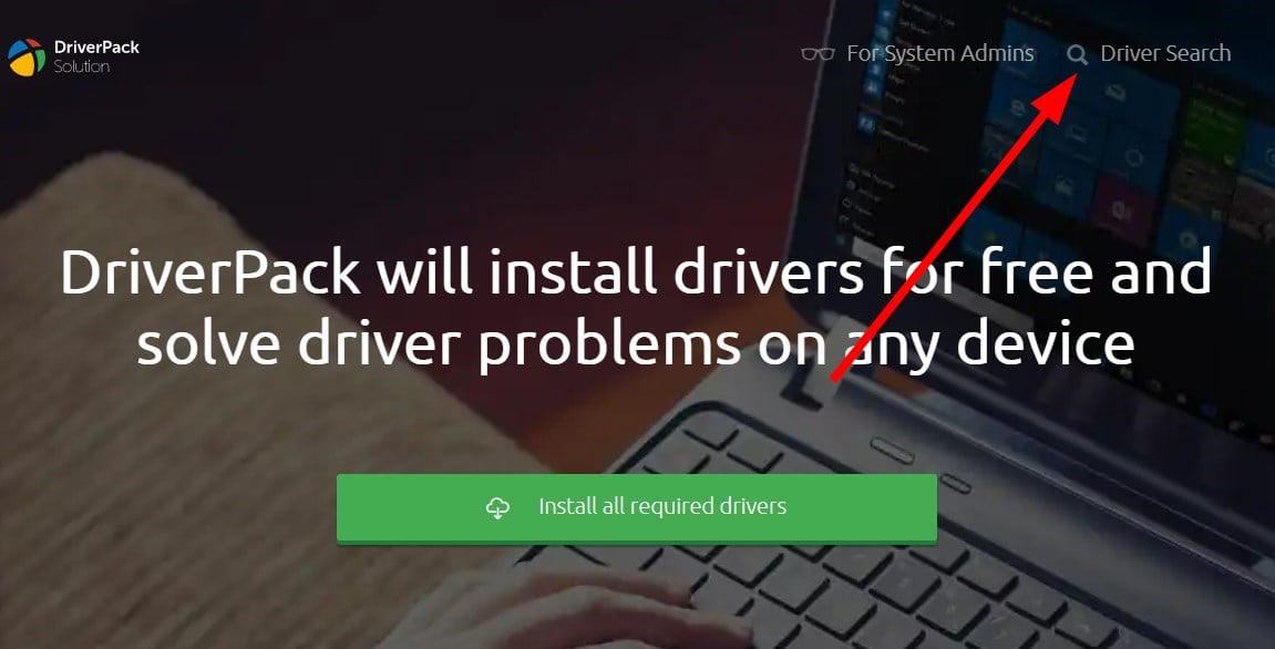 Поиск драйвера на сайте Driverpack