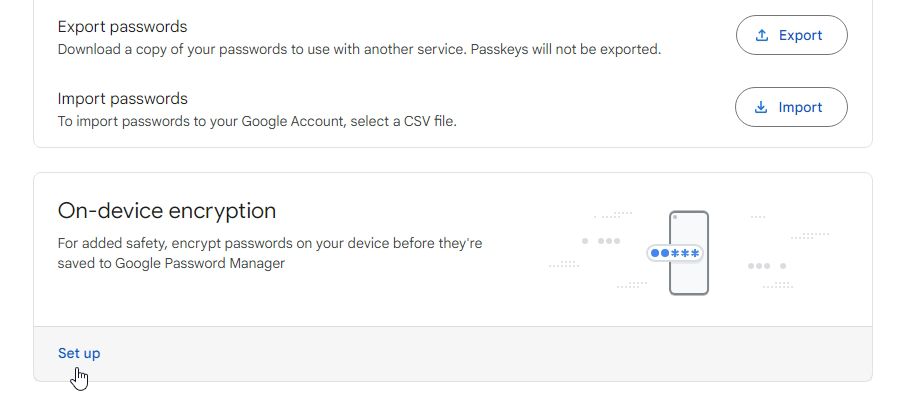 Настройка локального шифрования