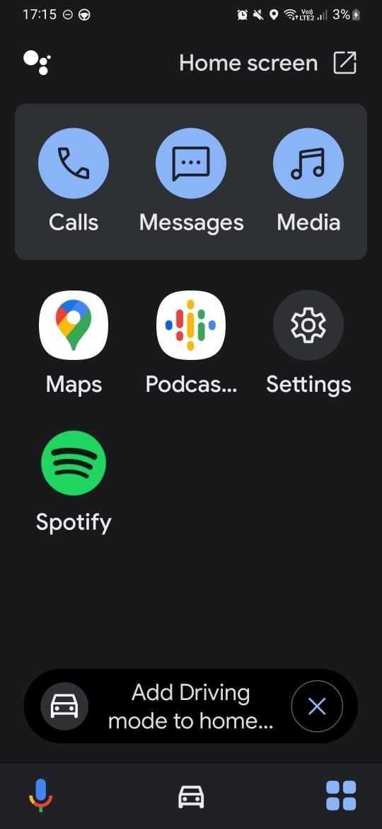 Список приложений в режиме вождения Google Assistant