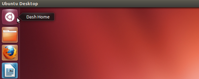 Открытие Dash через иконку Ubuntu в левом верхнем углу