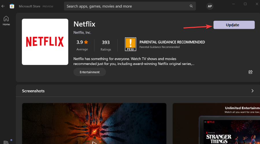 Обновление приложения Netflix