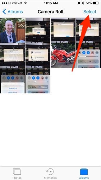 Выбор фото в приложении Фото на iPhone