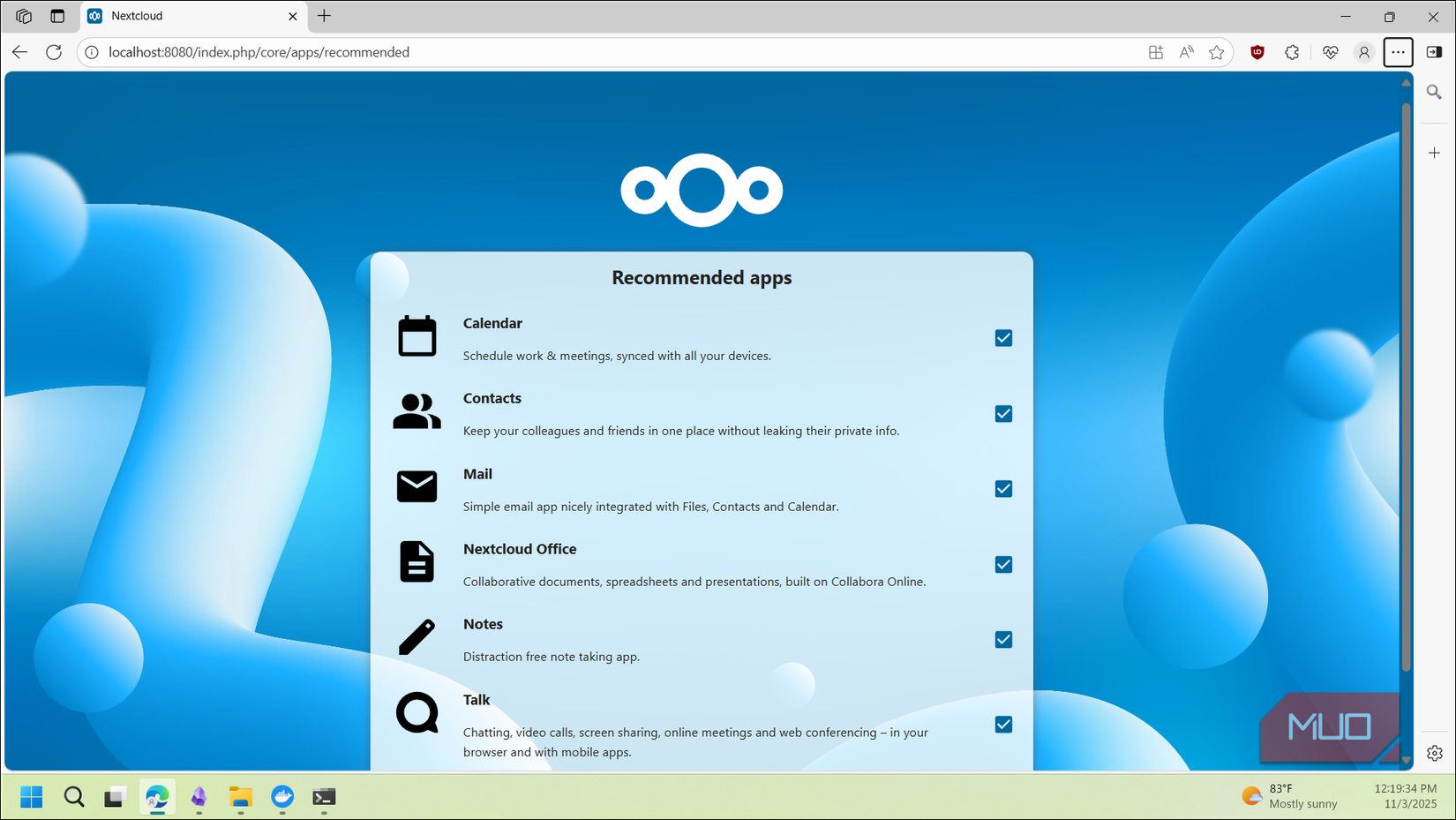 nextcloud recommended app screen