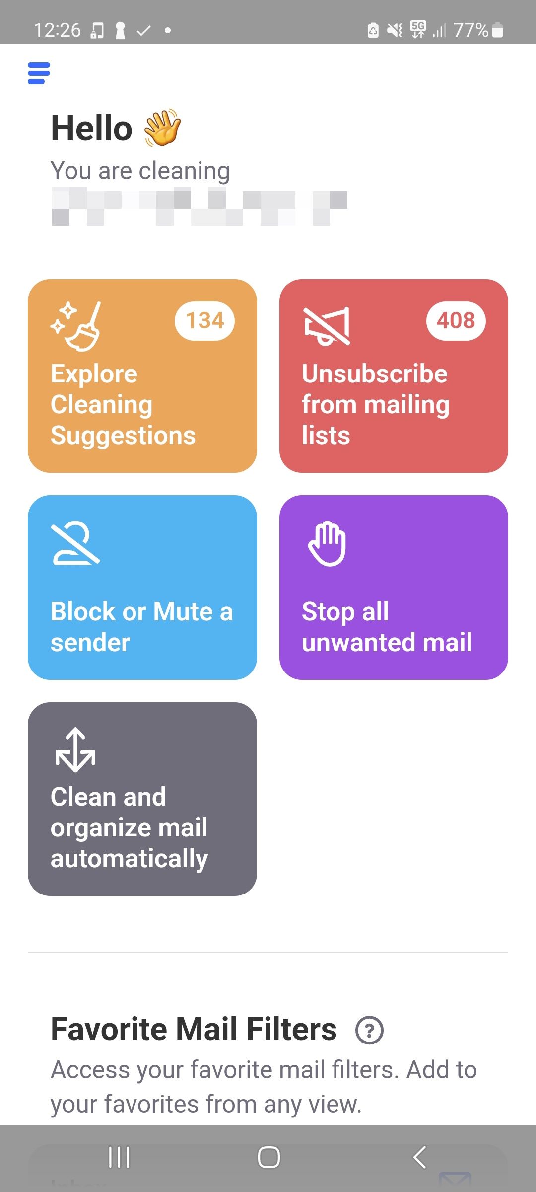 Главная страница Clean Email
