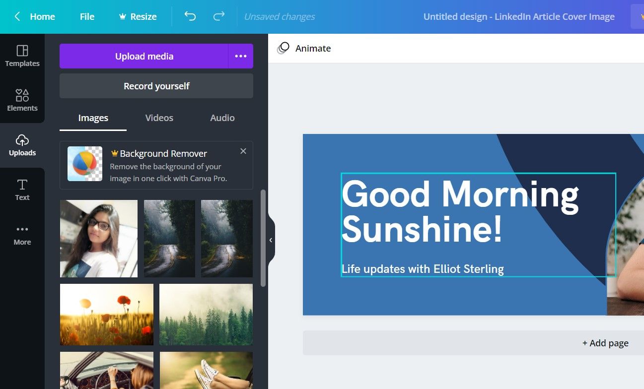 Загруженное изображение в библиотеке Canva