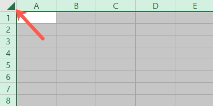 Выделен весь лист в Excel