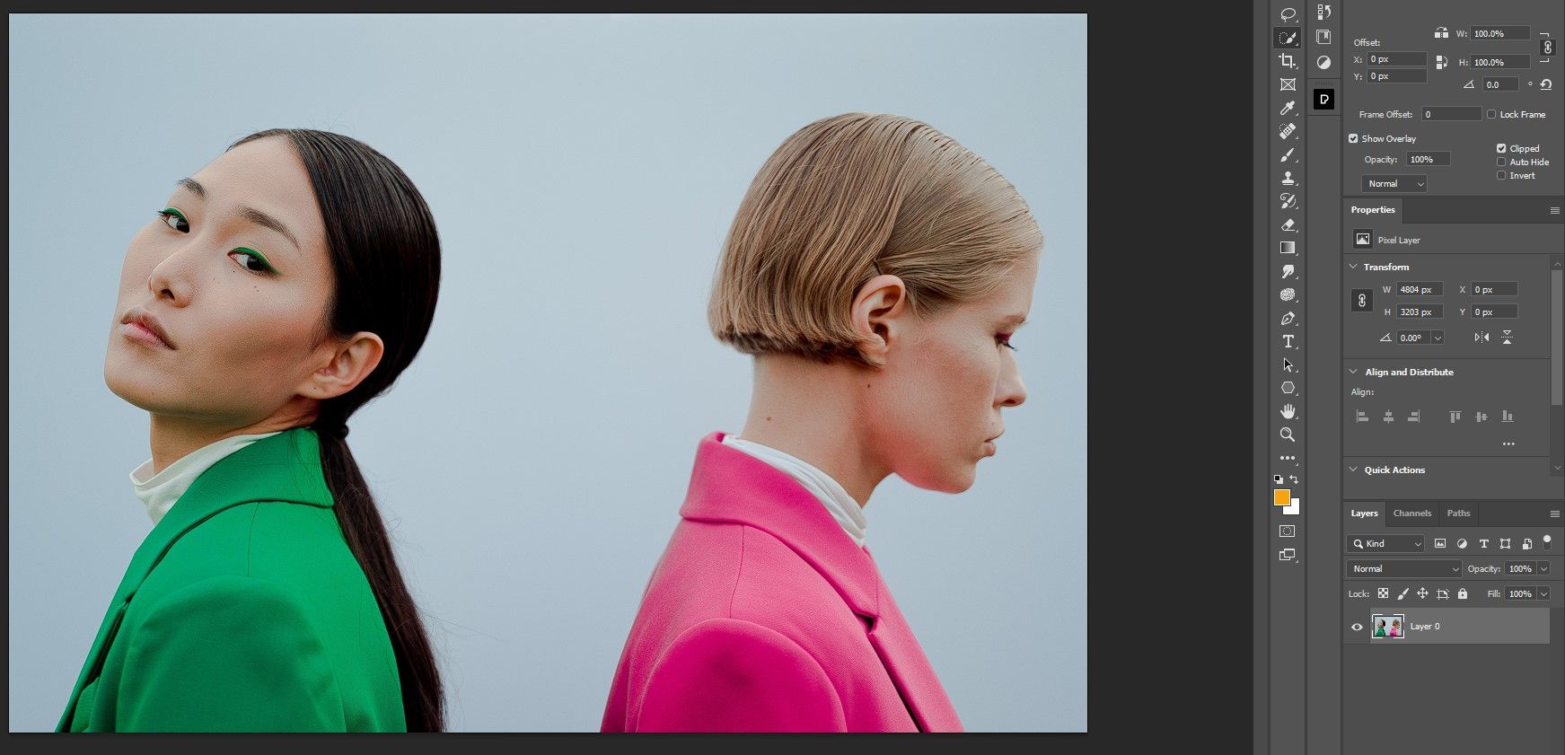 Пример сопоставления цвета одежды