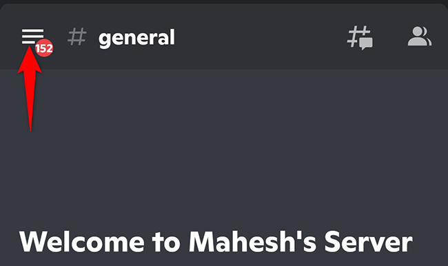 Нажмите три горизонтальные линии в Discord на мобильном устройстве.