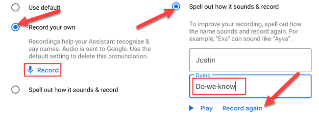 Выберите «Записать собственное» или «Произнести по буквам и записать»