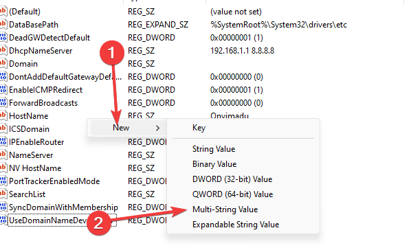 Создание нового значения в реестре