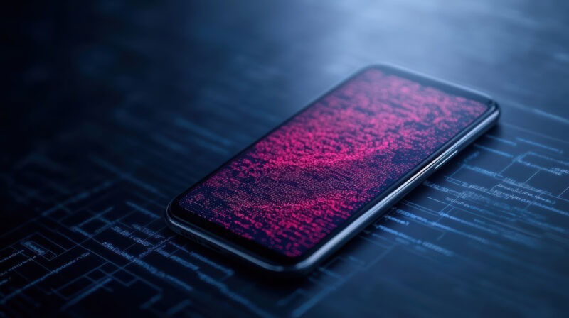 Инфицированный телефон на столе