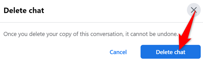 Подтвердите «Удалить переписку» в подсказке.