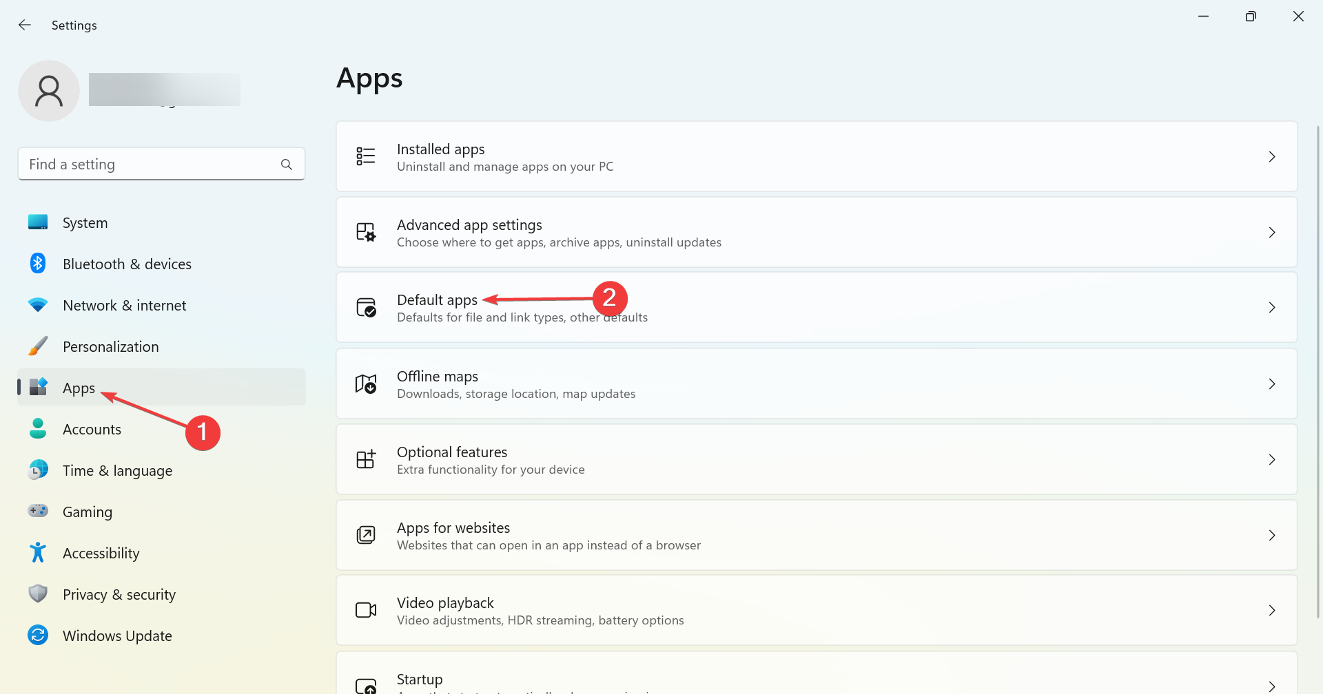 Окно «Параметры» — Приложения по умолчанию в Windows 11