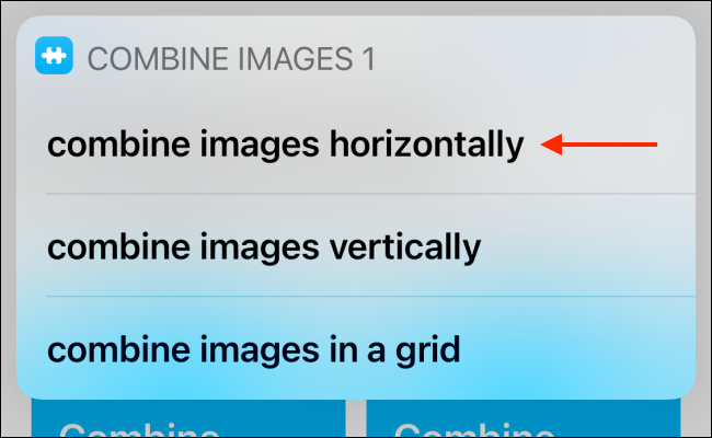 Выберите Combine Images Horizontally