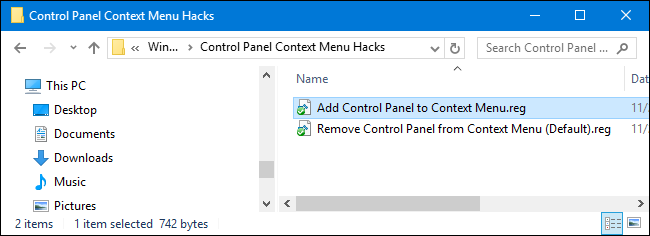 Иконка архива с регистрационными хаками для добавления/удаления пункта в реестре