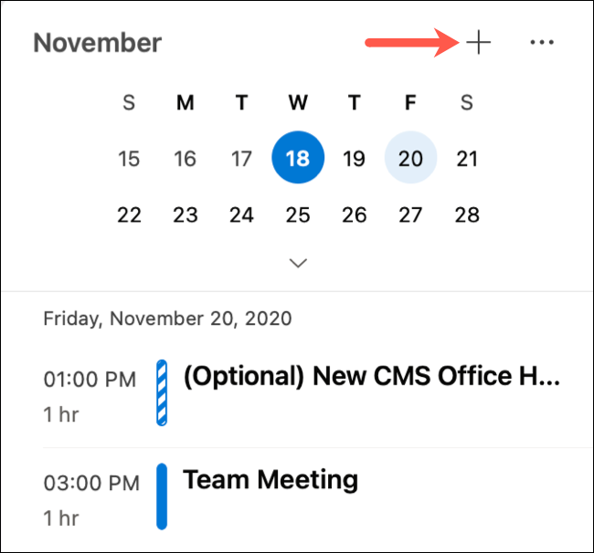 Нажмите плюс, чтобы создать новое событие в My Day
