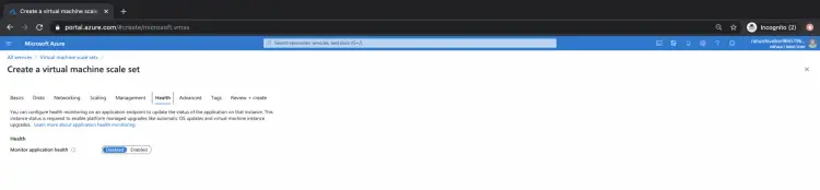 Вкладка Health — настройки состояния экземпляров
