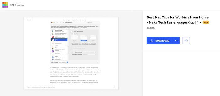 Скачать извлечённую страницу из Smallpdf