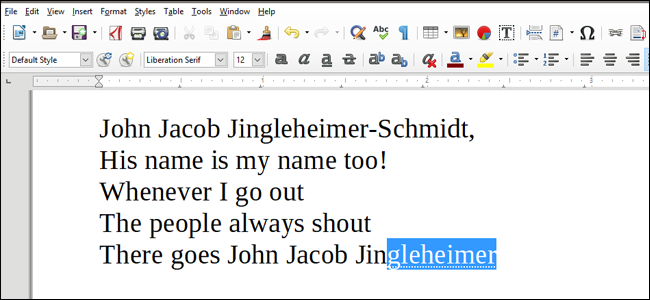 Автозавершение в LibreOffice Writer