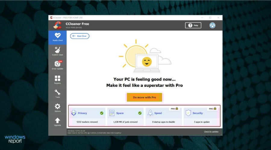 Результат автоматической очистки: улучшенный отчёт