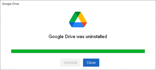 Подтверждение успешного удаления Google Drive