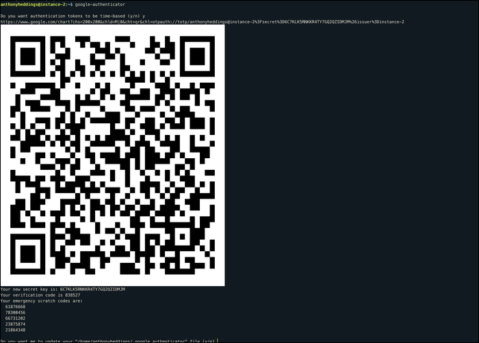 Огромный QR‑код в терминале.