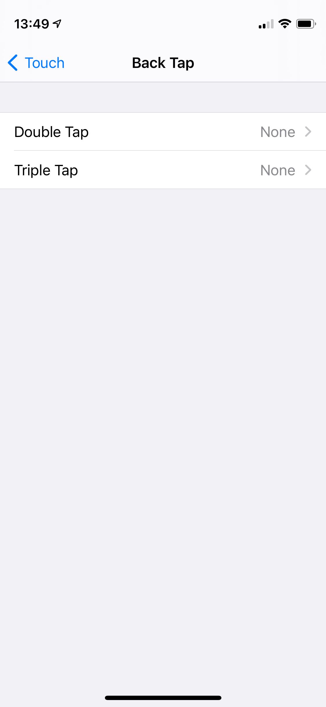 Опции Back Tap: двойное и тройное нажатие