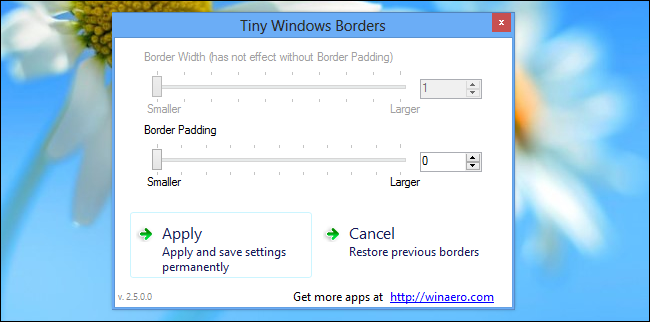 Пример уменьшенных границ окон после применения настроек в Tiny Window Borders
