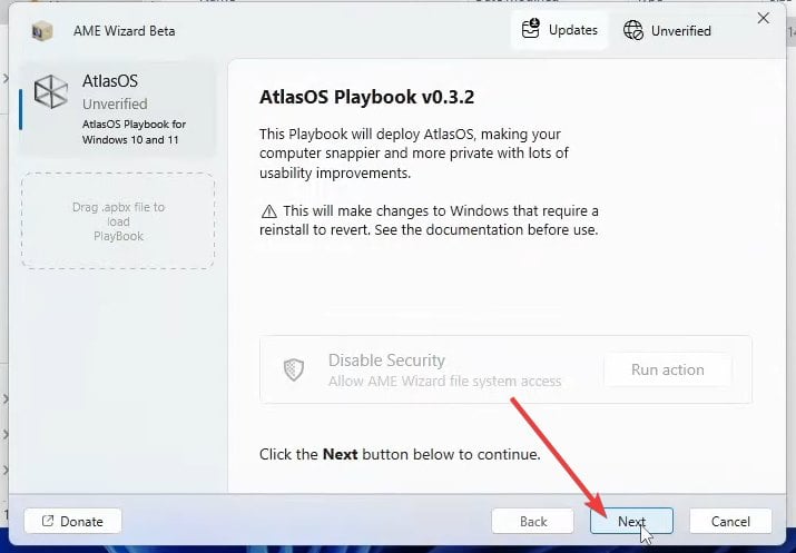 Atlas Playbook во время установки
