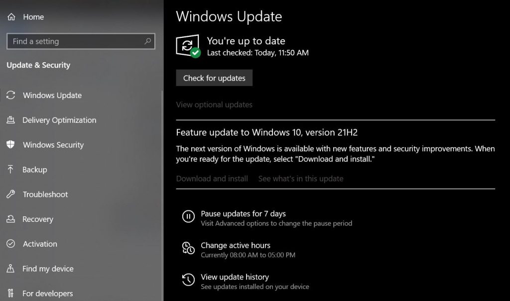 Просмотр истории обновлений Windows и окно 'Uninstall Updates'