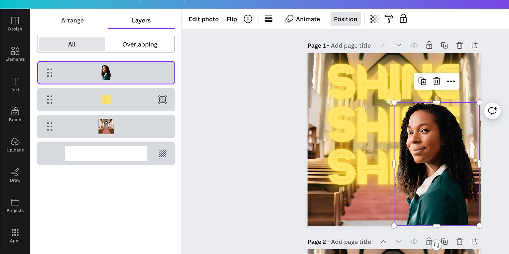 Слои Canva для создания глубины