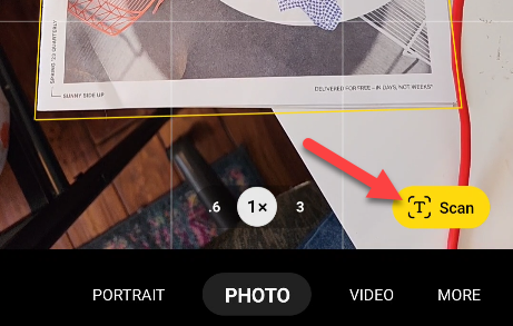 Кнопка «Scan» в камере Samsung