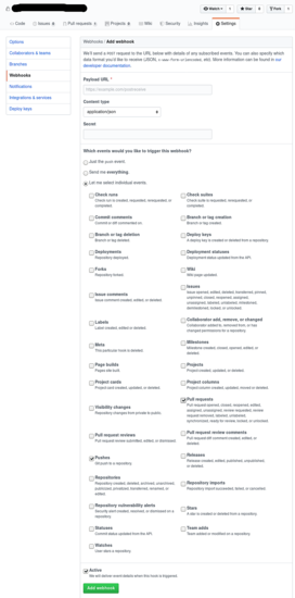 Настройки webhook