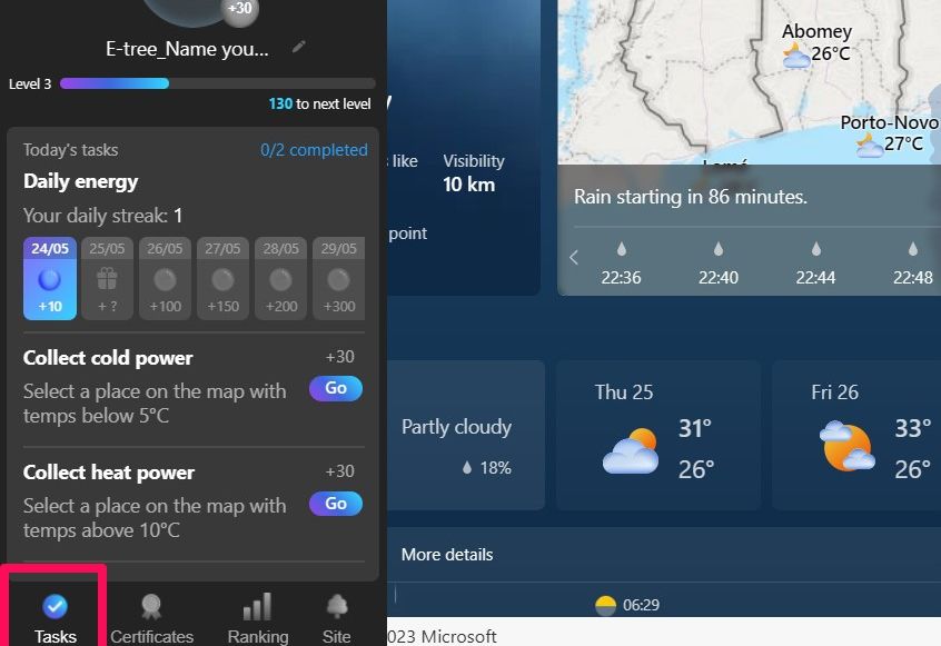 Меню задач в Microsoft E-tree