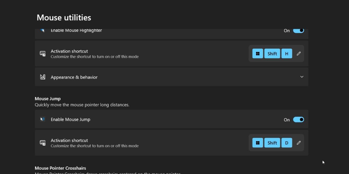 Включение Mouse Jump в PowerToys