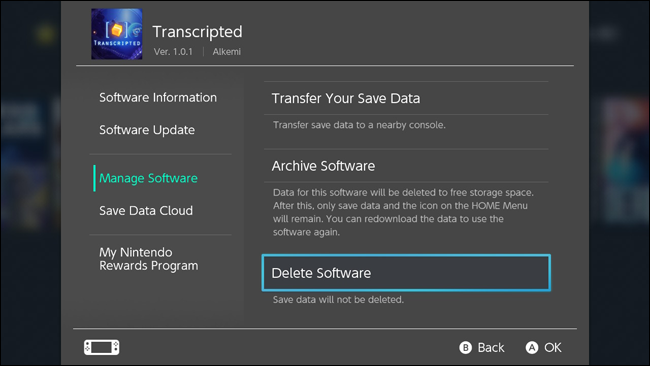 Nintendo Switch Software Management