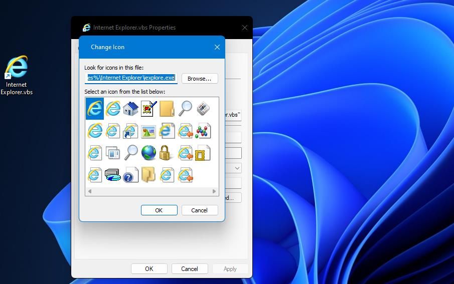 Окно смены значка