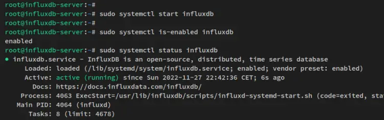 Статус InfluxDB