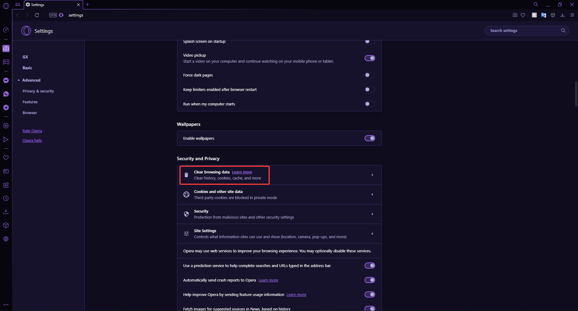 Open browser settings.