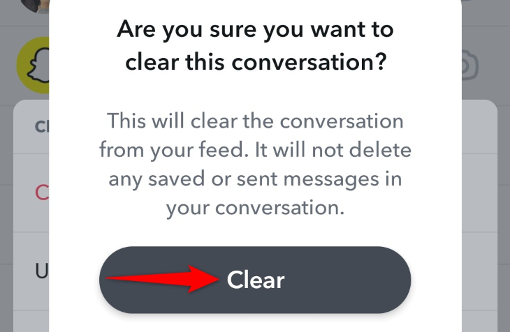 Подтвердите, выбрав «Очистить».