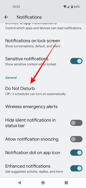 Режим 'Не беспокоить' в настройках Android 12