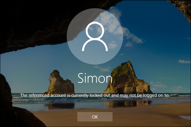Сообщение на экране входа: аккаунт временно заблокирован