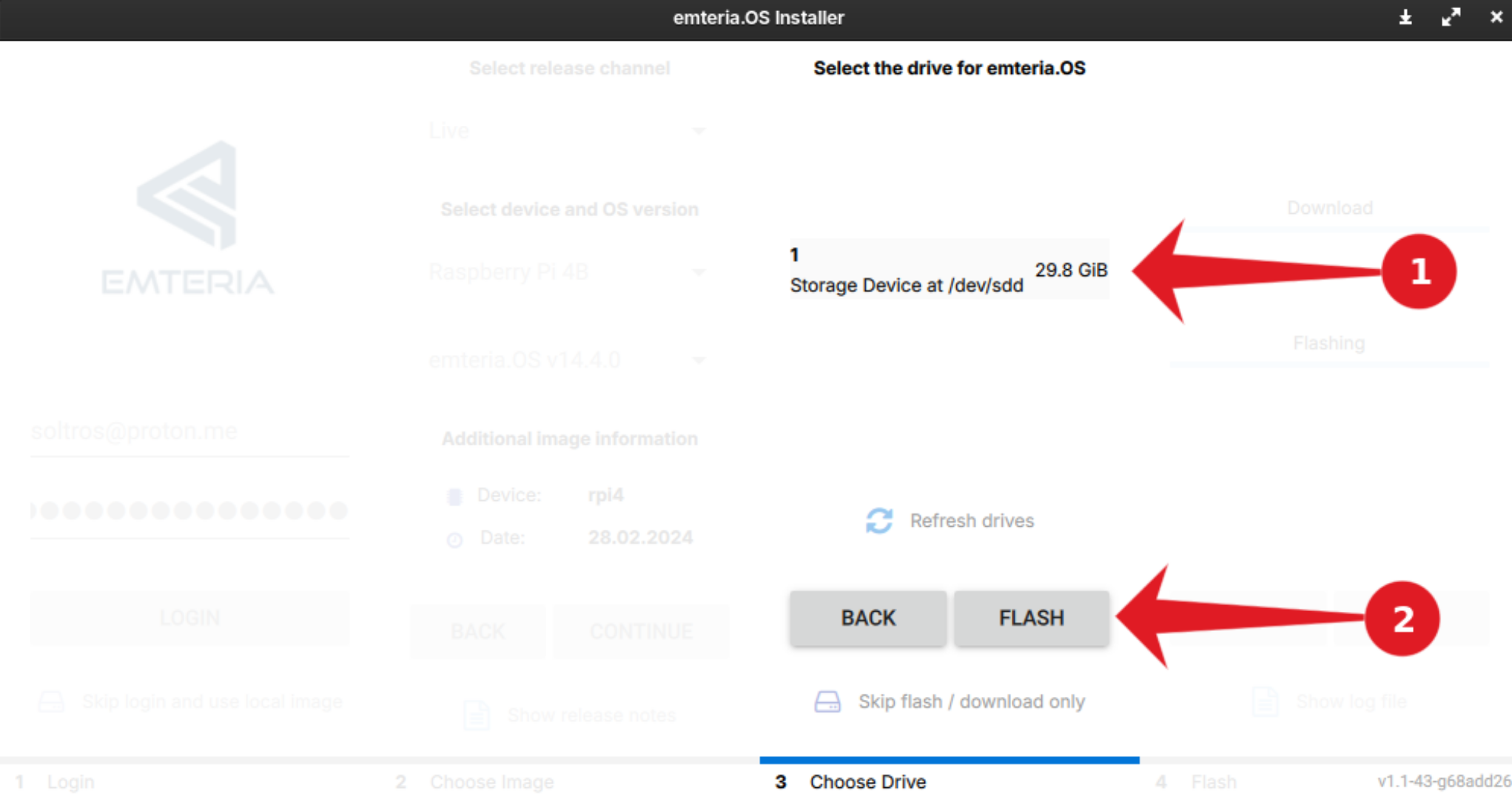 Выбор SD‑карты в Emteria OS.
