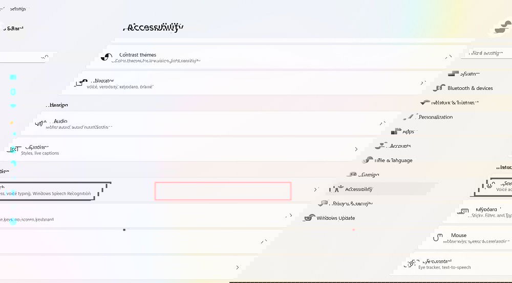 Навигация к разделу Речь в Параметрах