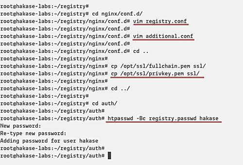 Экран создания паролей htpasswd для Registry