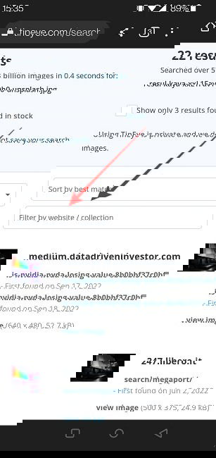 Perform Reverse Image Search Android Tineye Filter