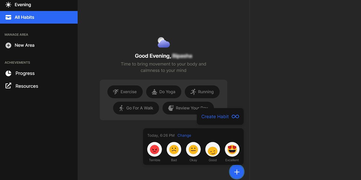 Изображение: создание привычки из раздела All Habits